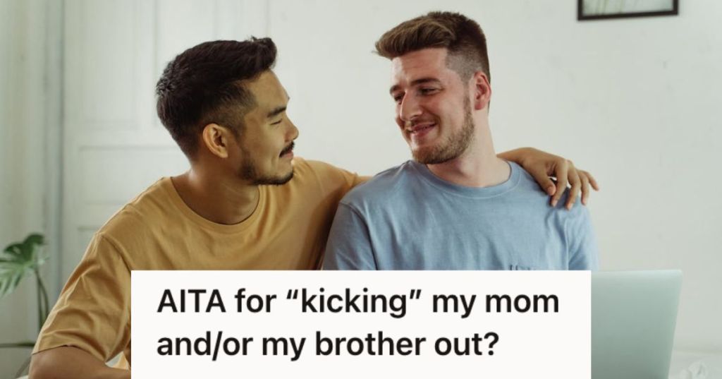 Gay couple smiling at each other