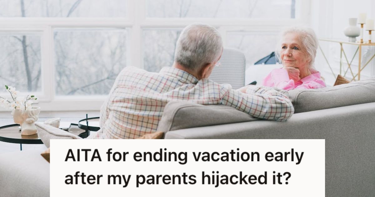 Senior couple talking to each other while sitting on the couch