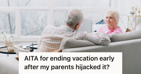 Senior couple talking to each other while sitting on the couch