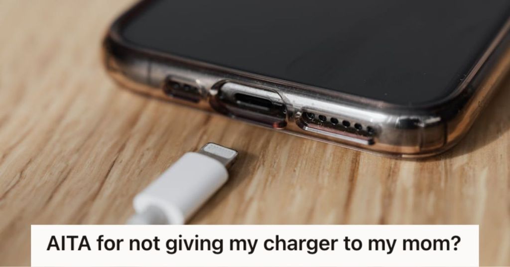 Phone and charger on the table