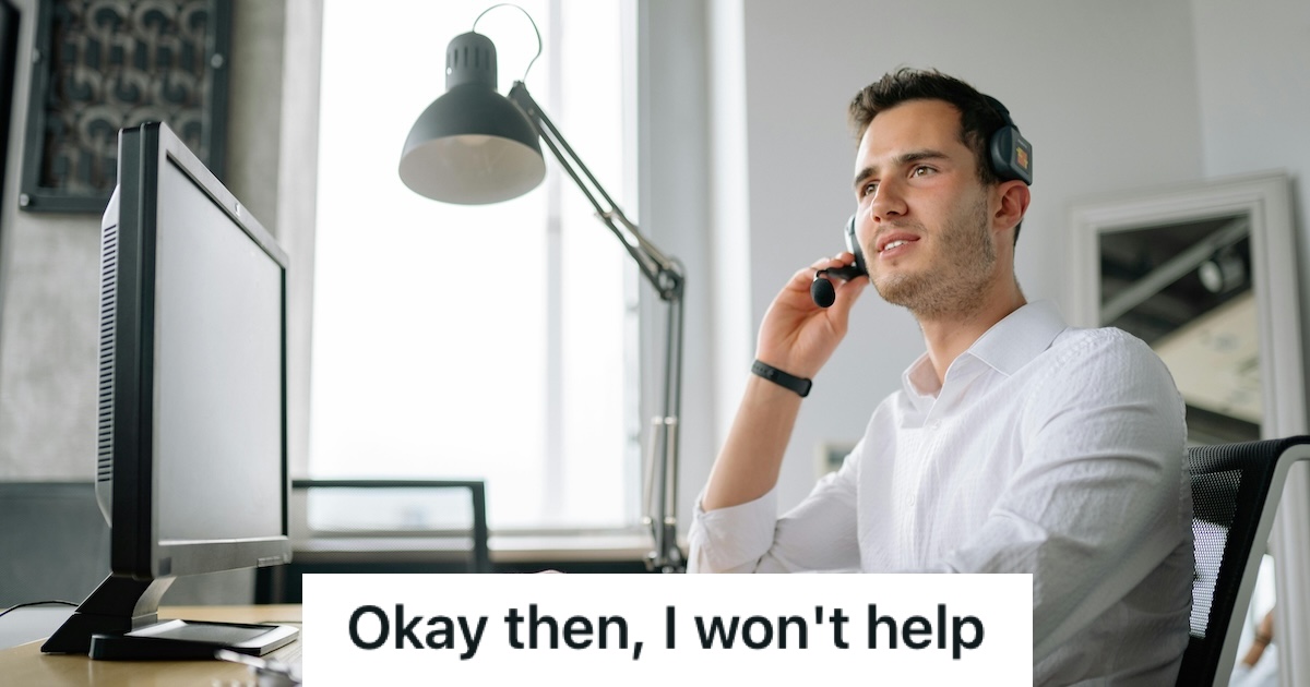 Man with headset in his work station