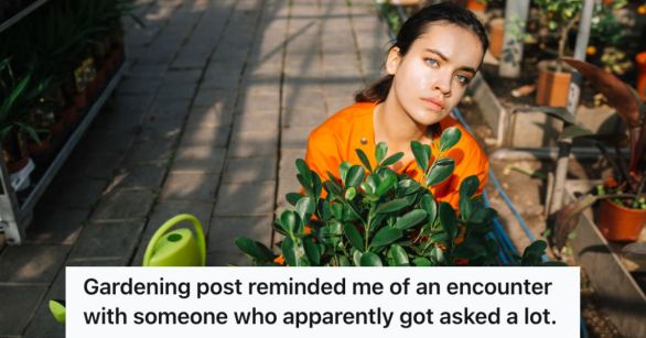 Tired woman watering her plants