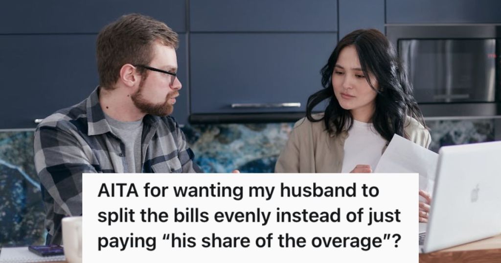 Man and woman discussing about bills and expenses