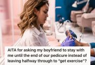 Woman Got A Pedicure With Her Boyfriend, So She Was Upset When He Left Her Alone In The Nail Spa After He Was Done