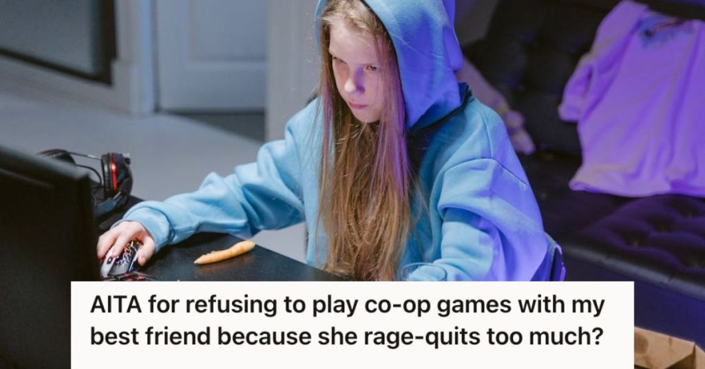 Girl playing video games seriously on her computer