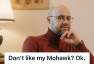 Employee Was Scolded By His Boss For Getting A Mohawk Hairstyle, So He Showed Up Bald The Next Day