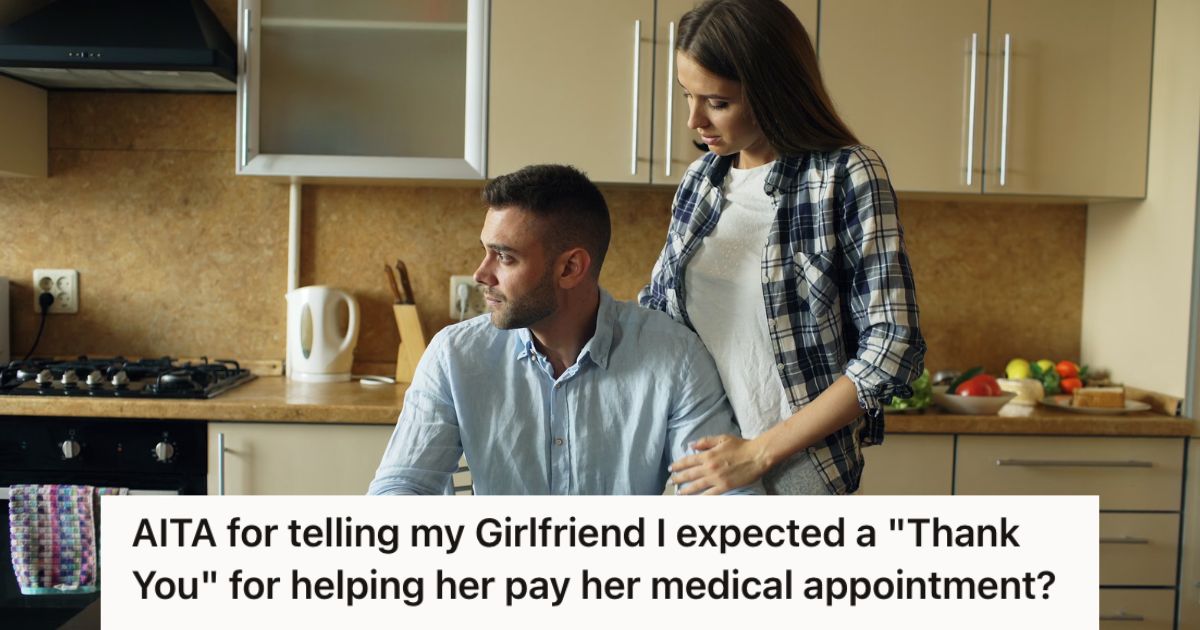 Man is looking away while the woman is talking to him