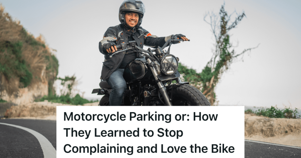 smiling man riding motorcycle