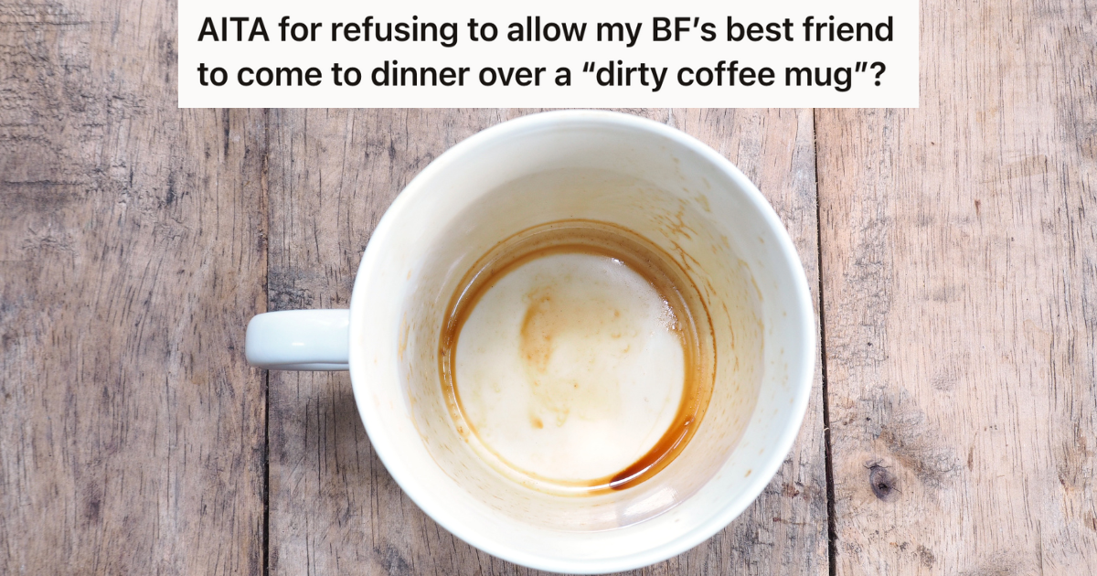 overhead shot of empty coffee mug