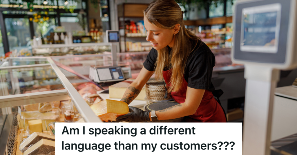 woman working in the cheese department of a grocery store