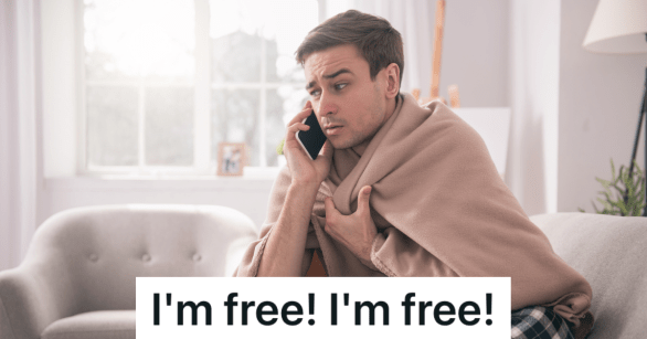 man calling in sick for work