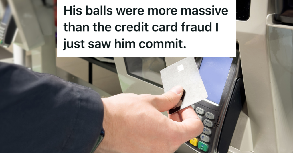closeup of man trying to pay with credit card at self checkout