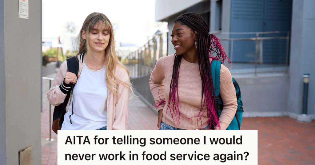 two young women walking and talking