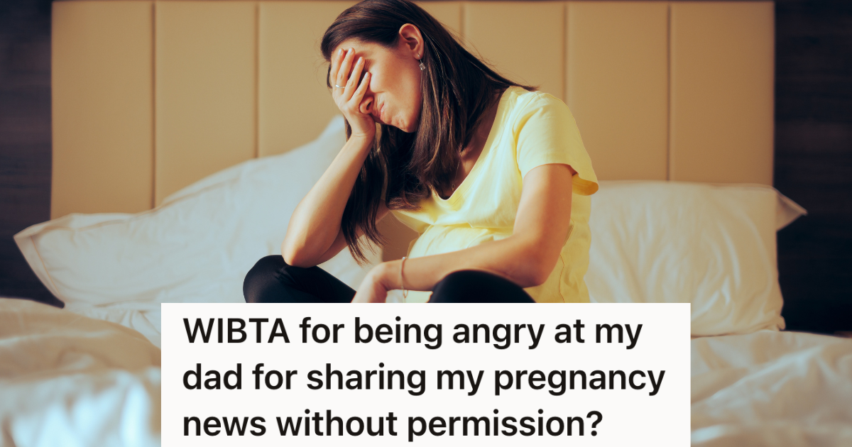 upset pregnant woman sitting in bed