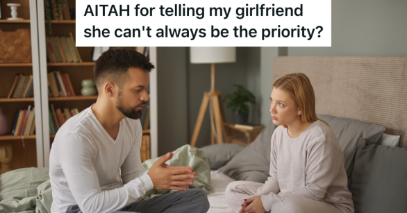 couple sitting in bed having a serious conversation