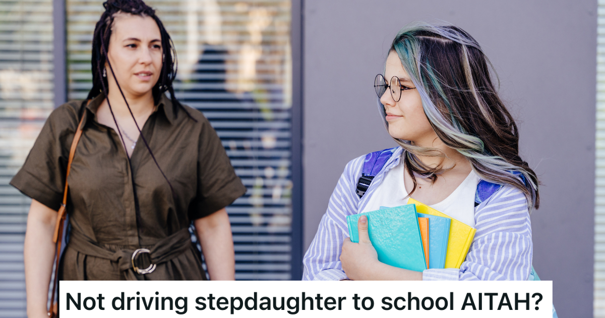 mother watching teenage daughter leave for school