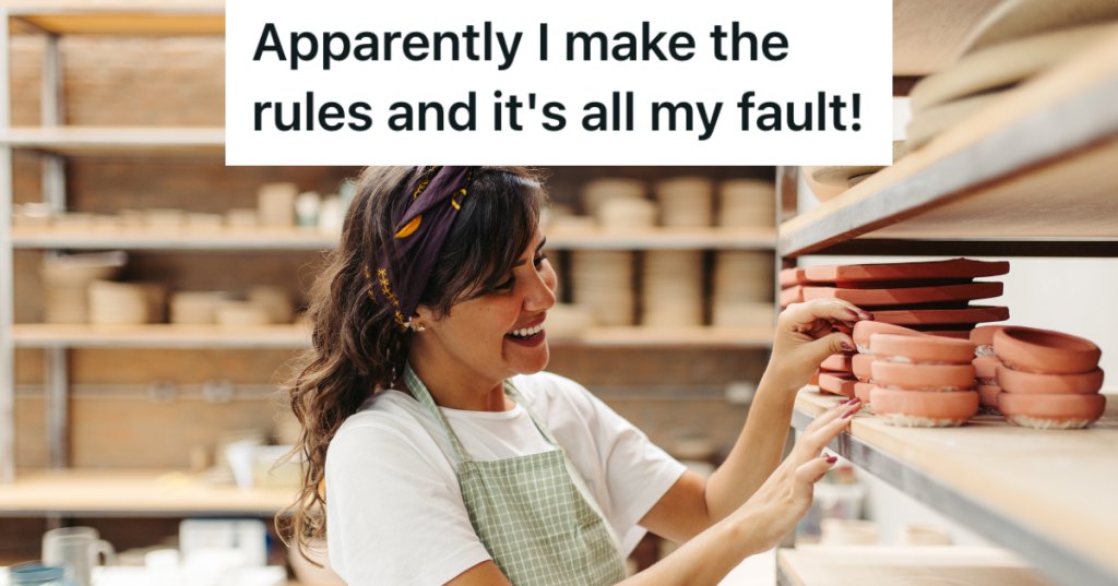 woman organizing shelves at a craft store
