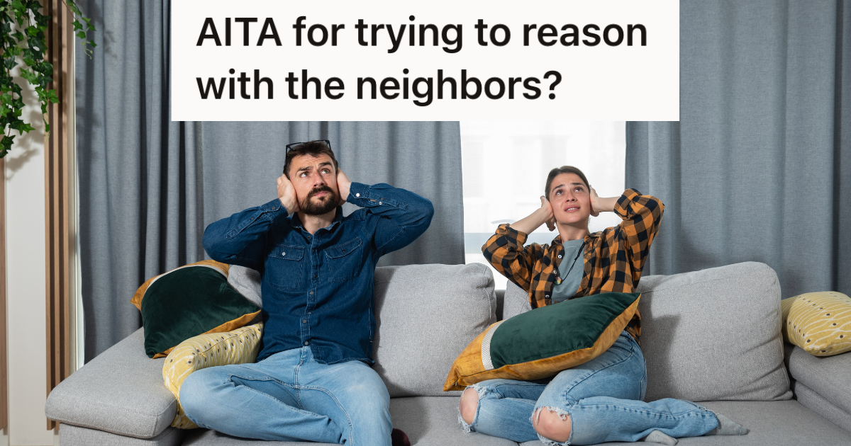 couple covering their ears and looking up towards the ceiling