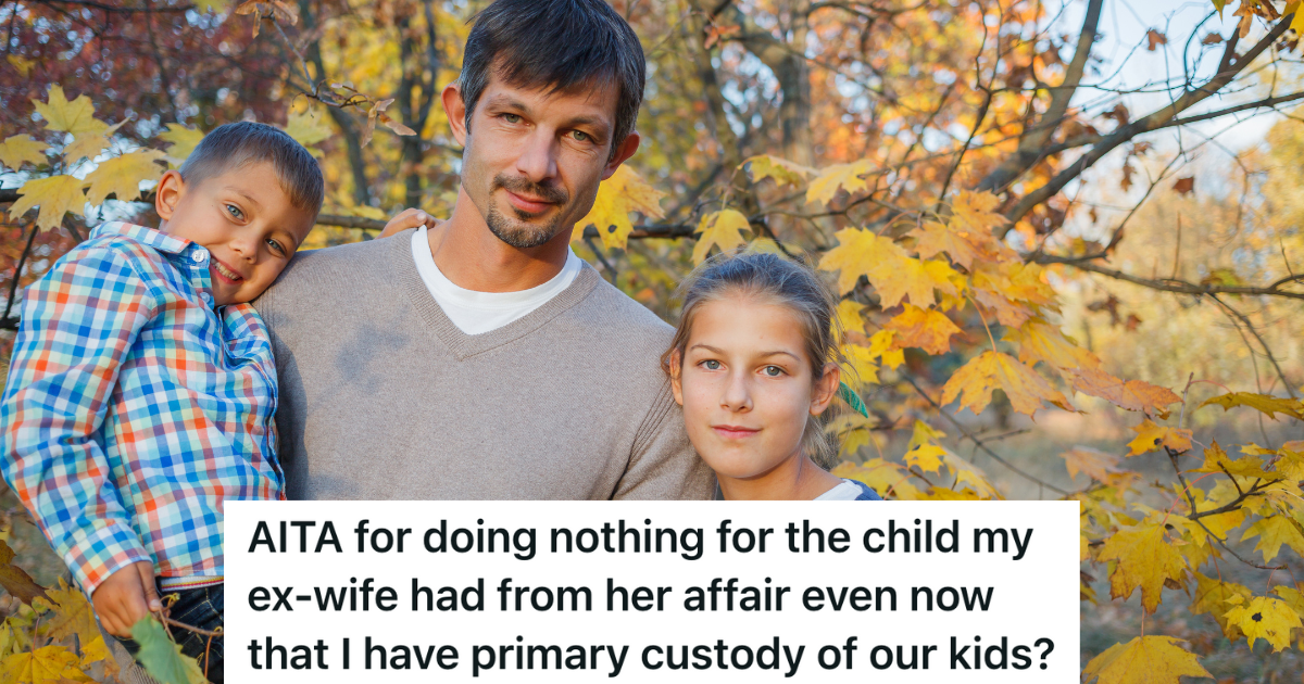 Ex Husband Refuses To Do Anything To Help His Ex Wife Or The Child That Resulted From Her Affair, But She Keeps Begging Him For Help man outside with son and daughter in the fall