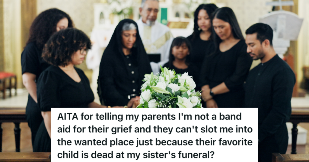 grieving family at funeral