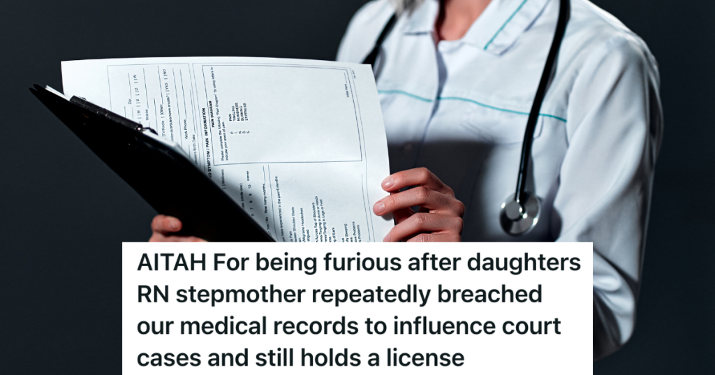 nurse looking at medical records