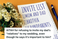 Woman’s Dad Wants Her To Invite Some Distant Relatives To Her Wedding, But She Doesn’t Want To Invite Them Because They’re Creepy