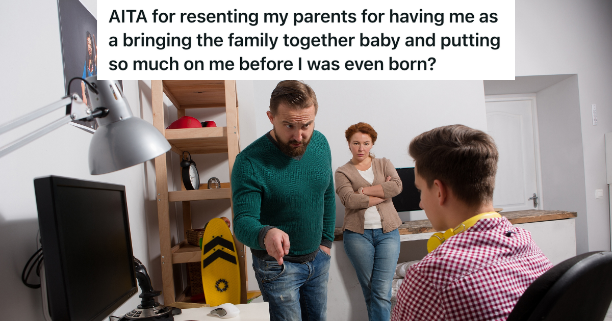 parents scolding teenage boy