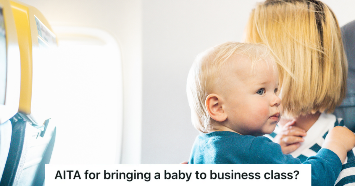 mom with a baby on an airplane