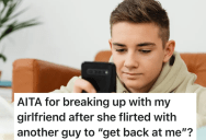 Boyfriend Texts Female Coworker About Work, So His Girlfriend Flirts With Another Guy To “Get Back At Him”