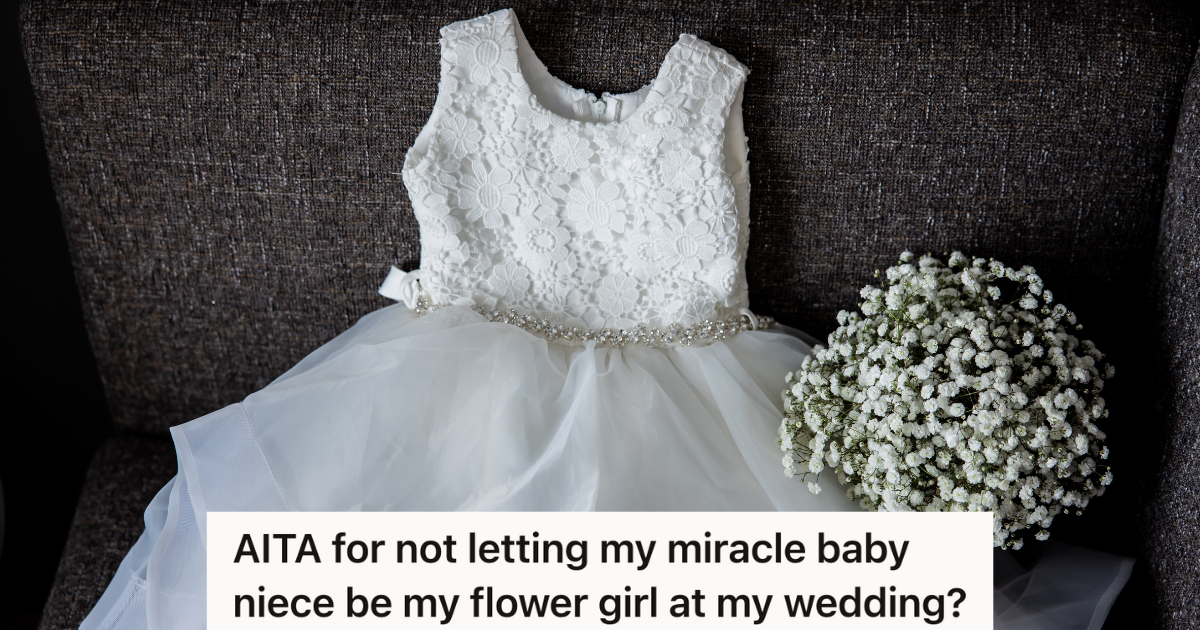 flower girl dress and babies breath bouquet