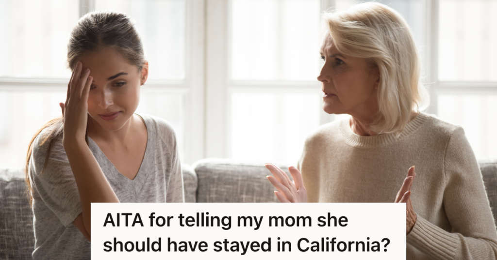 young woman talking to mom
