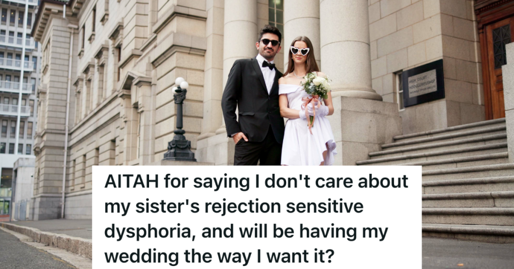 bride and groom standing on courthouse steps