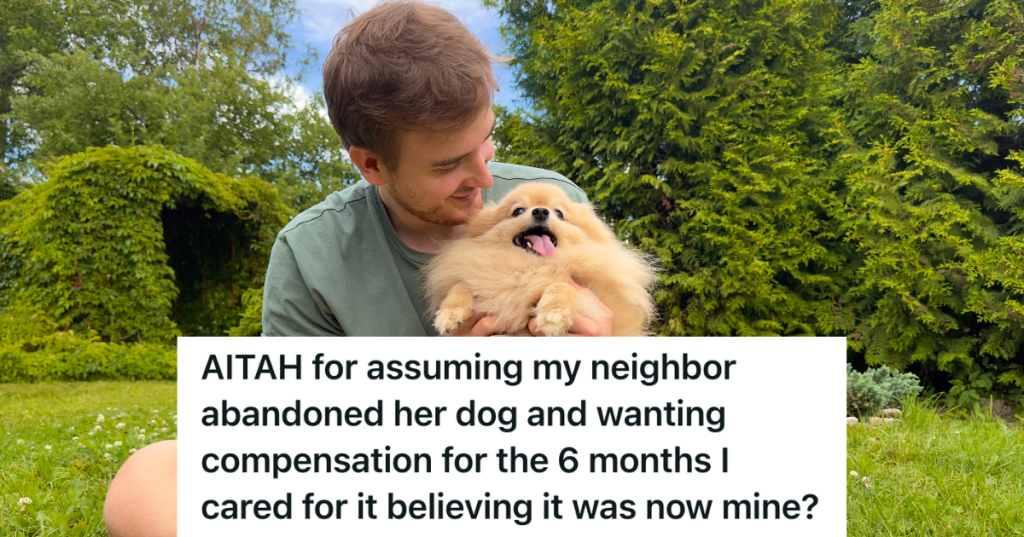 man holding small fluffy dog