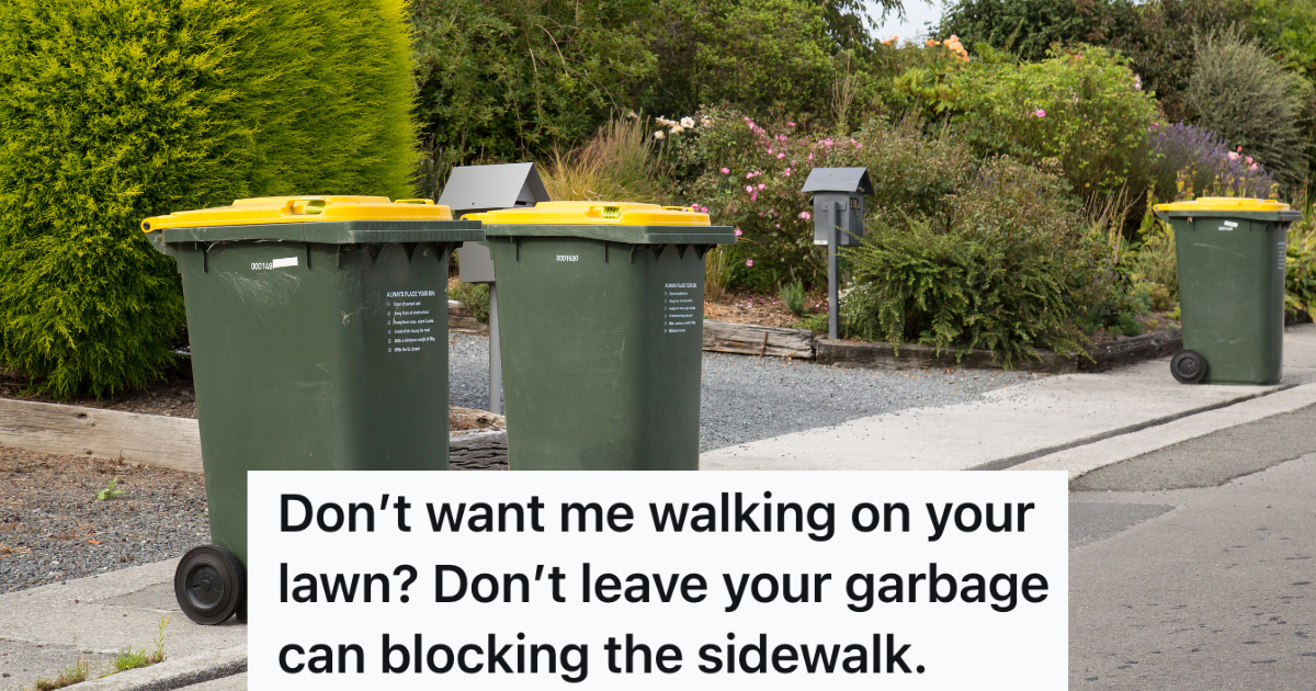 garbage bins on the sidewalk