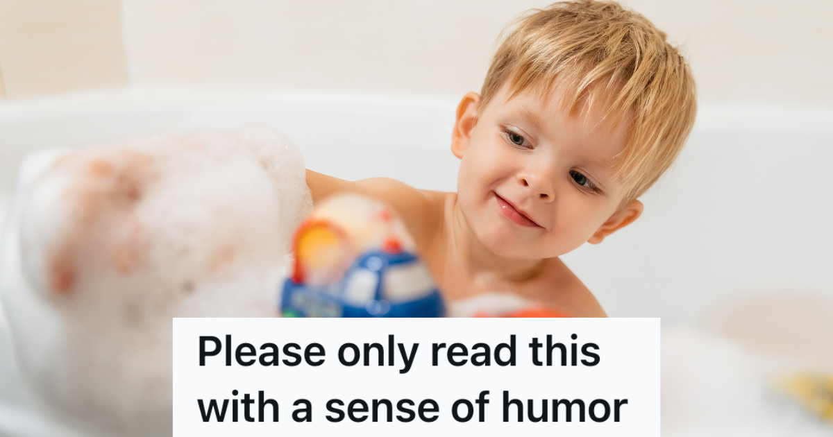 little boy playing in bathtub
