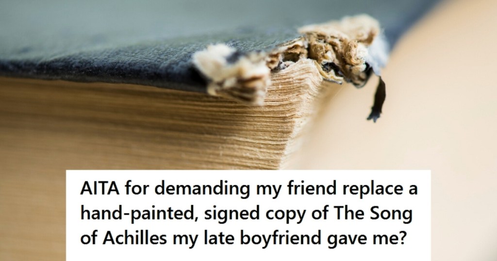 Damaged corner of a book cover