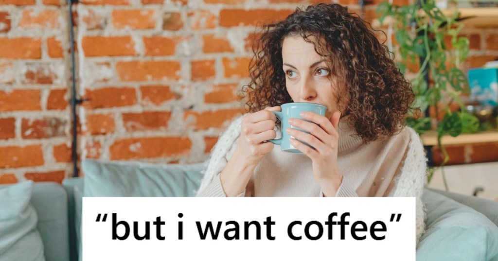 Woman drinking coffee indoors