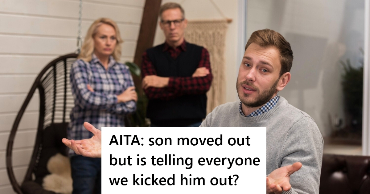 Man and parents upset in background