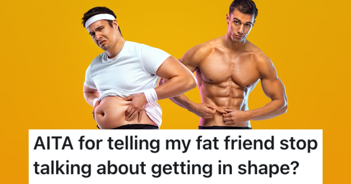 A Gym Goers Friend Keeps Giving Up Trying To Get Into Shape, So He Told Him He Needs To Take Control Of His Life And Do It For Himself overweight man and a fit man