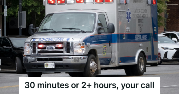 ambulance driving down the road