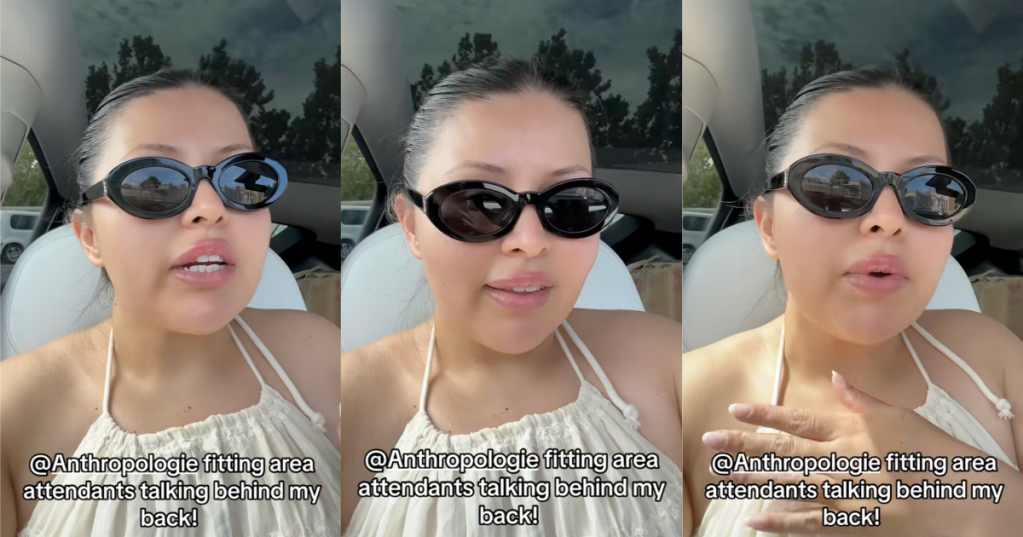 woman talking about shopping