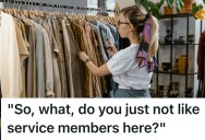 Entitled Military Wife Went On And On About How The Clothes Store Didn’t Support Troops Because An Employee Wouldn’t Give Her A Discount, But She Was Immediately Humbled When She Saw The Employee’s Military ID
