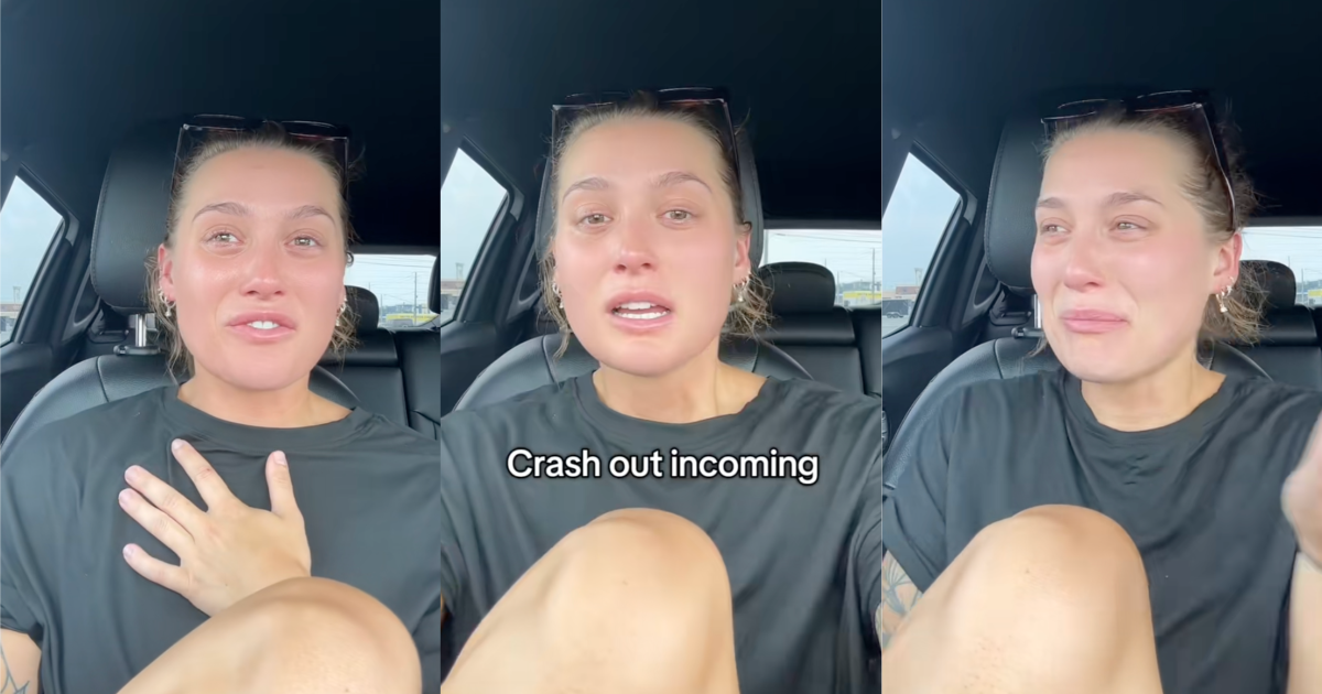 woman crying in her car
