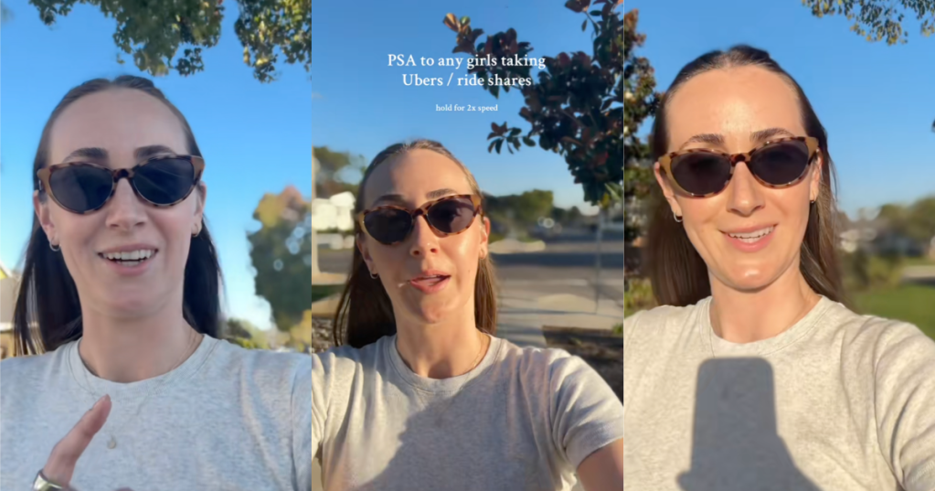 woman talking about uber