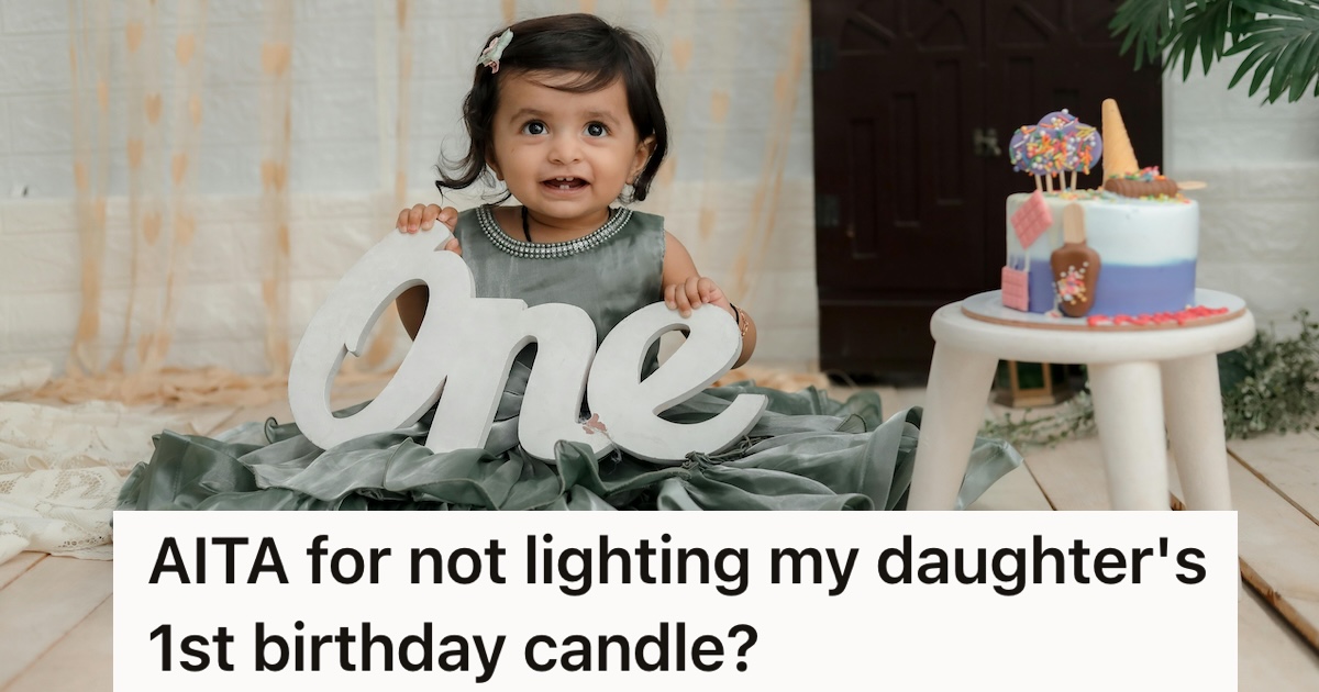 Woman Refused To Light Her Babys Birthday Cake Candle For Safety Reasons, But Her Mom Kept Insisting That The Candle Should Be Lit Baby girl celebrating first birthday with cake