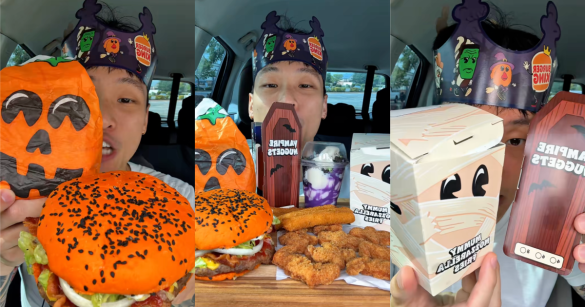 man with burger king food