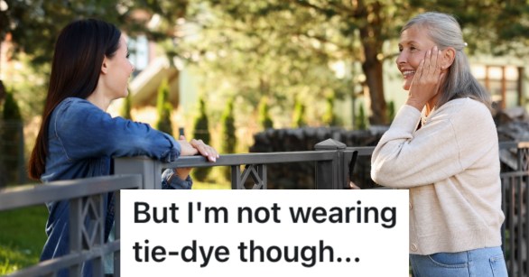 woman talking over a fence