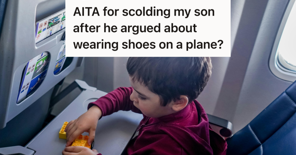 boy playing with toys on a plane