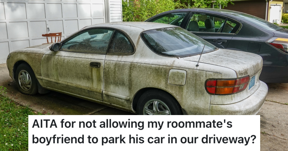 two cars parked in a driveway