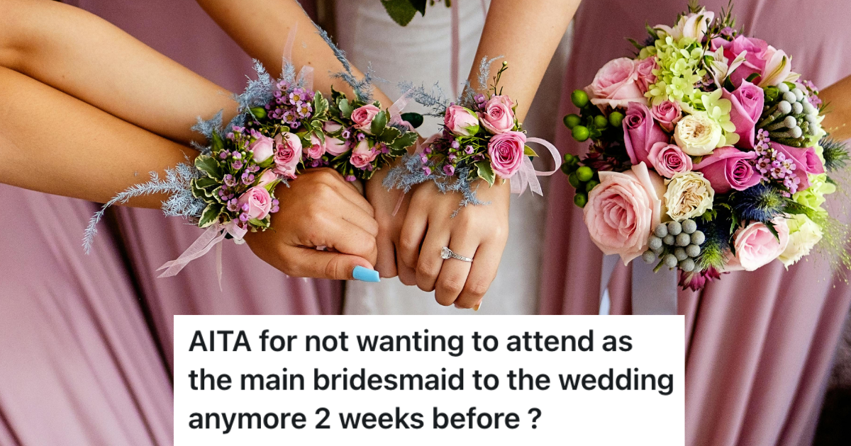 Bridesmaid hands with corsages on and a bouquet